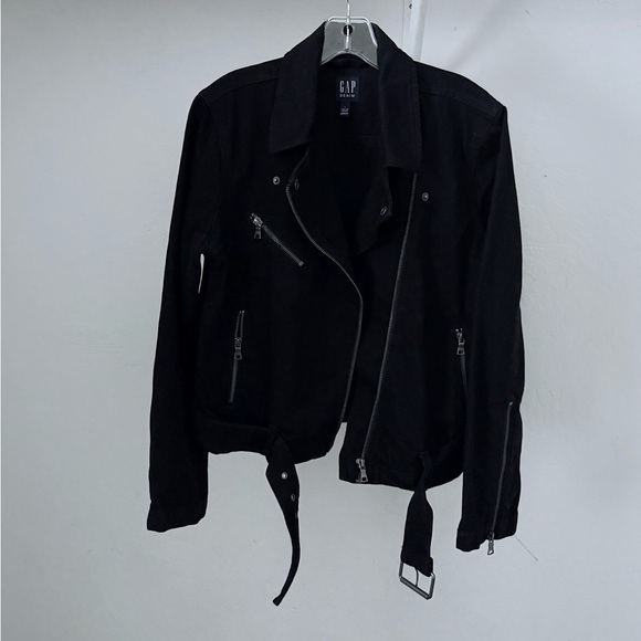 Gap Black Denim Moto Style Jacket - Picture 4 of 5